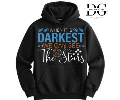 When the world is darkest you can see the stars suicide awareness teal purple  crew neck or hoodie