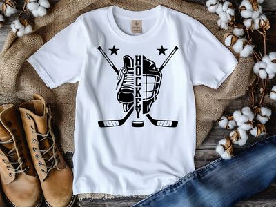 Hockey Mask glove skate sticks collage Short or long sleeve shirt