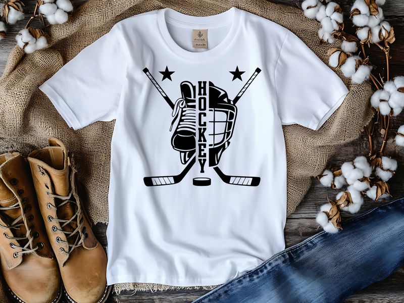 Hockey Mask glove skate sticks collage Short or long sleeve shirt