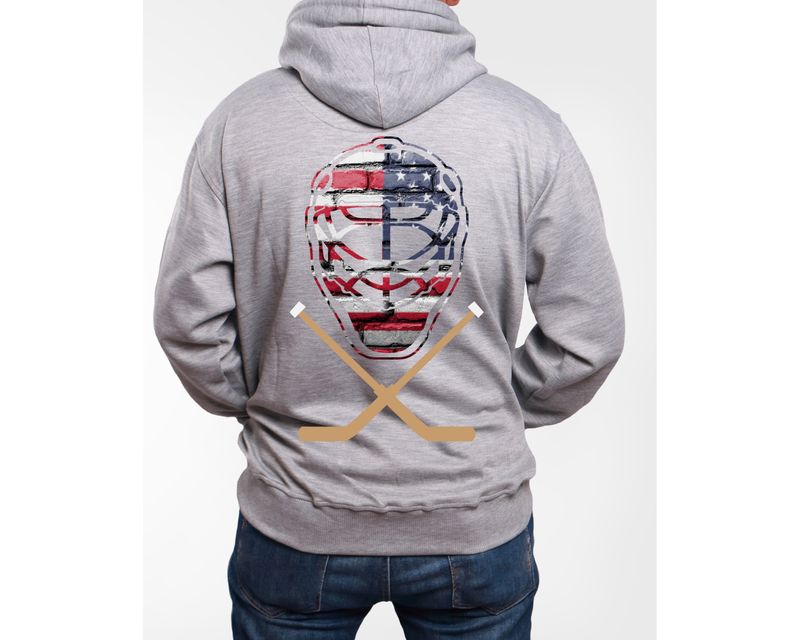 Goalie mask with sticks Hockey goalie crew neck or hoodie