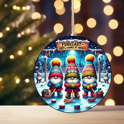 Hockey gnome ceramic ornament