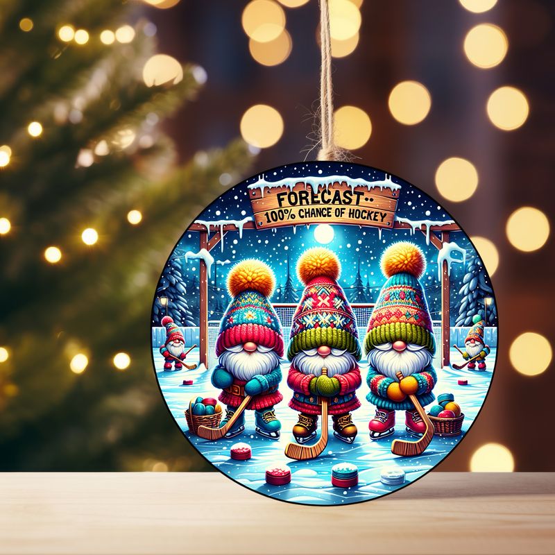 Hockey gnome ceramic ornament