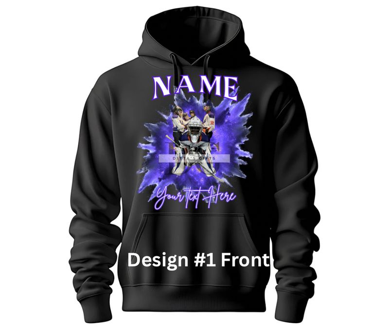 Hockey player personalized photo crew neck or hoodie.