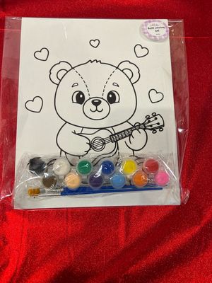 DIY Teddy Bear With Guitar Canvas Paint Set