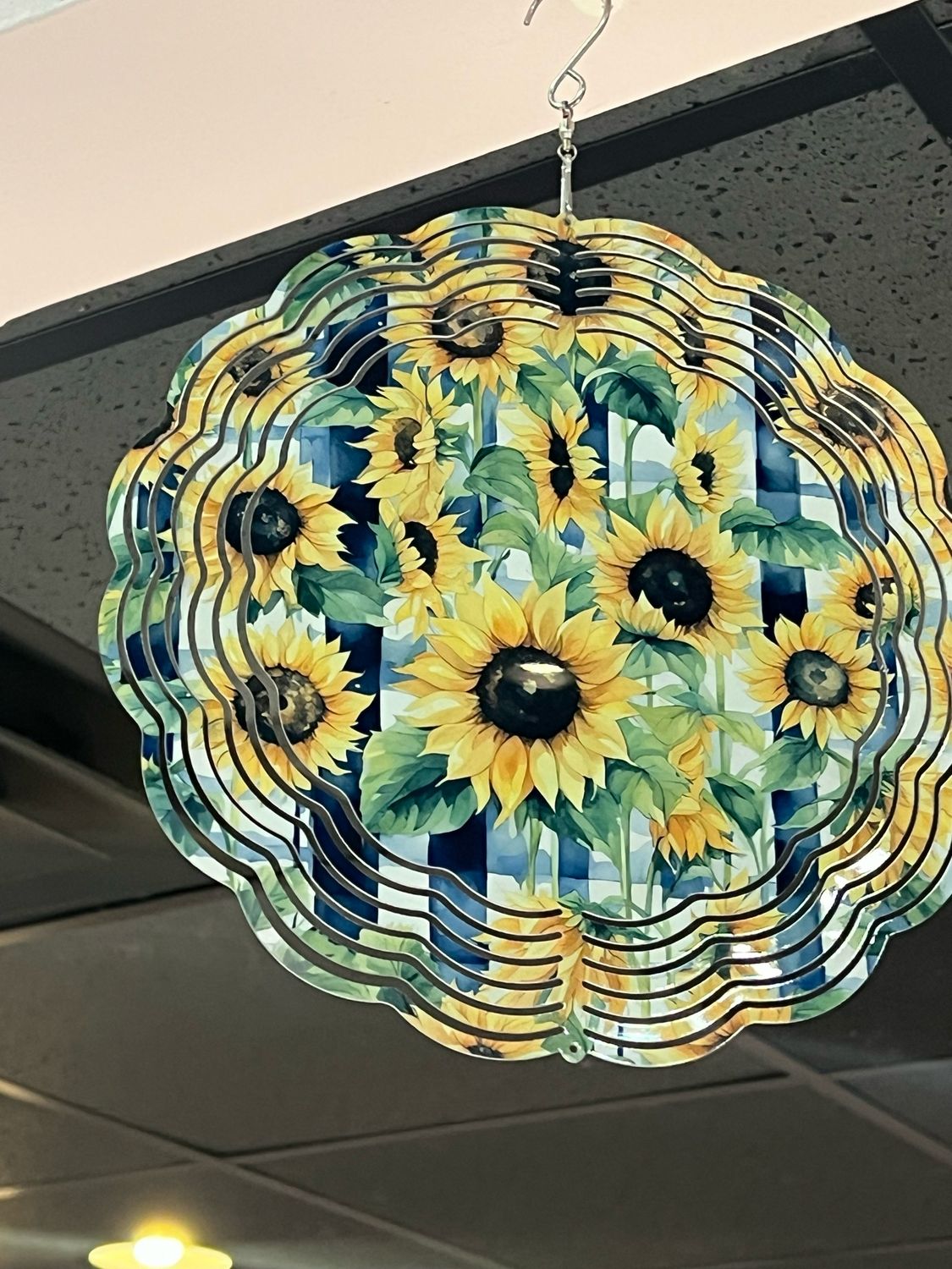 Sunflower Wind Spinner With Black And White Background 10”