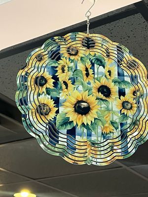 Sunflower Wind Spinner With Black And White Background 10”