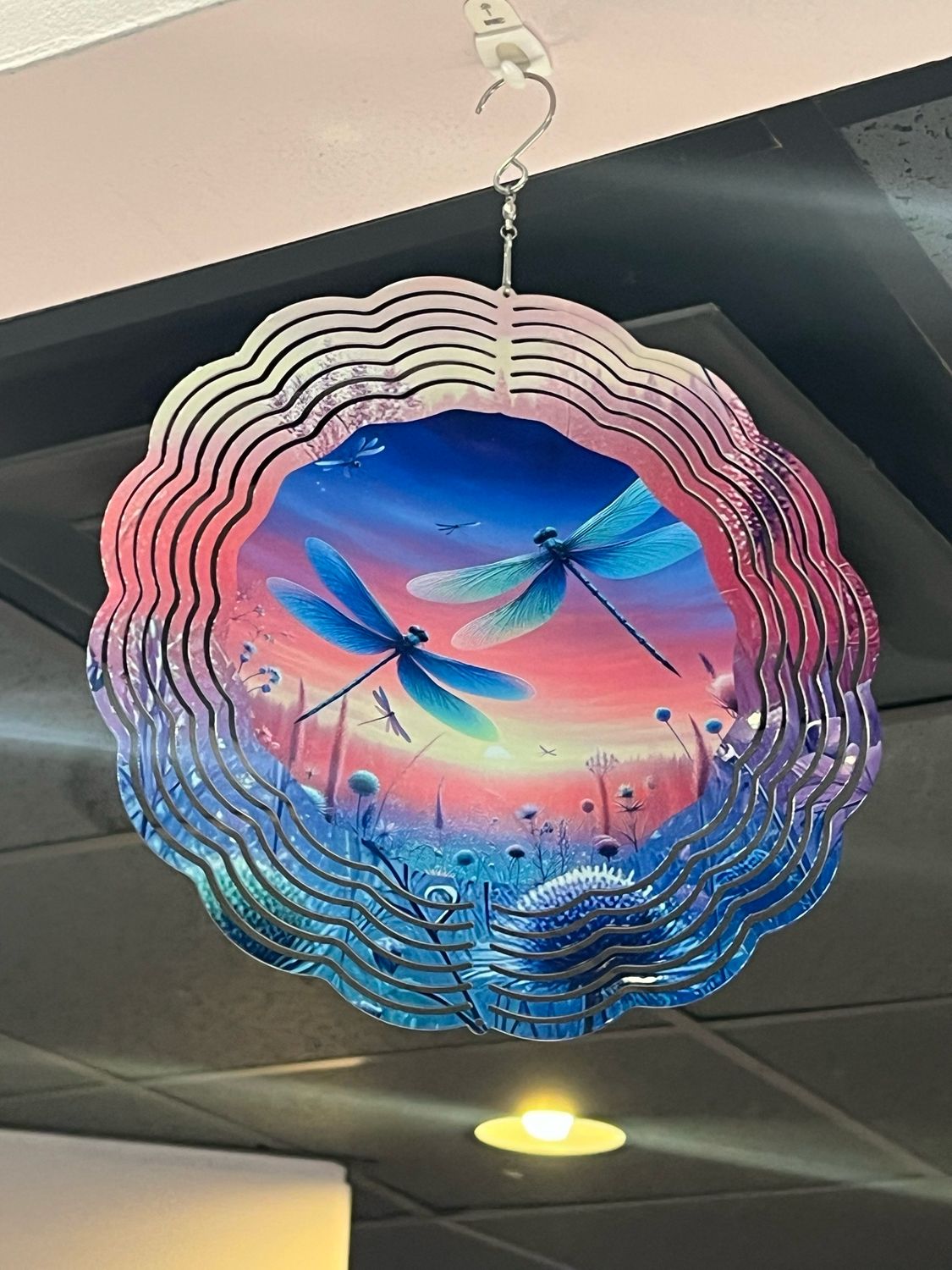 DragonFly Pink Blue Backdrop 10” Wind Spinner