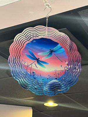 DragonFly Pink Blue Backdrop 10” Wind Spinner