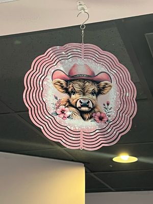 Highland Cow Pink 10” Wind Spinner