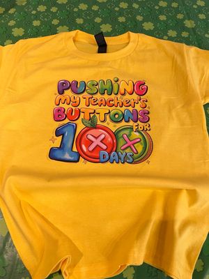 Pushing My Teachers Buttons 100 Days Children’s T Shirt