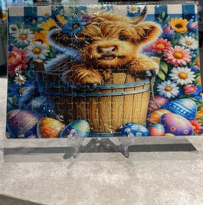 Highland Cow Easter 129 Pc Puzzle