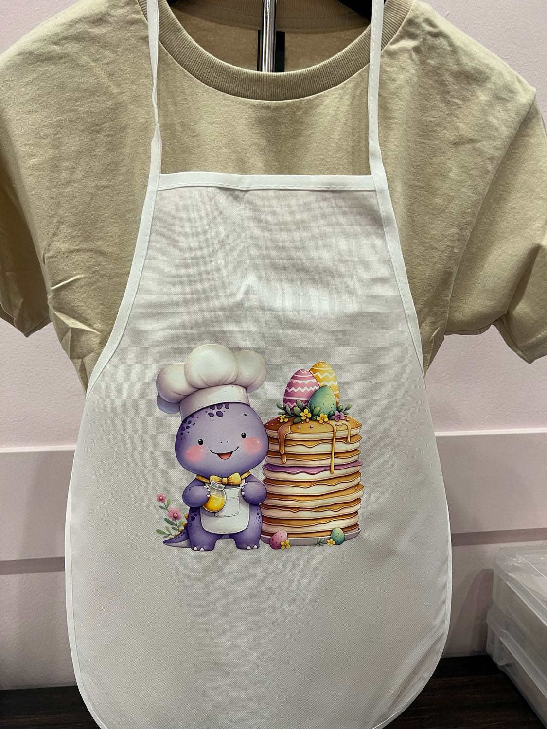 Purple Dinosaur With Pancakes Children’s Apron