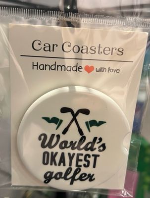 Worlds Okayest Golfer Ceramic Car Coaster