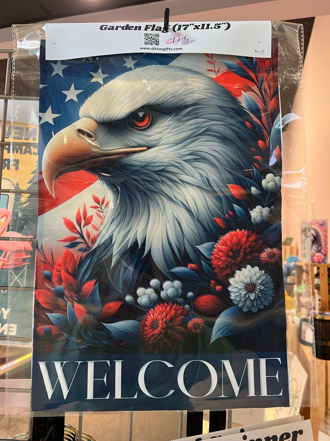 Eagle Welcome Garden Flag Patriotic Red White Blue