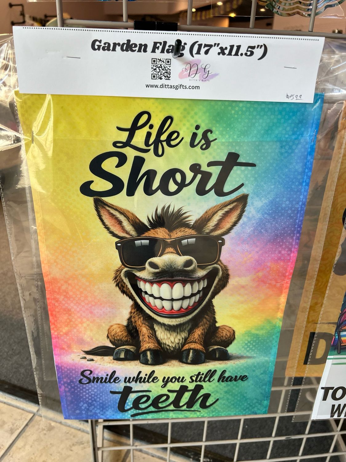 Life Is Short Teeth Donkey Funny Garden Flag