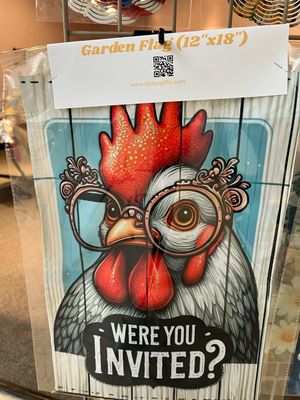 Rooster Were You Invited Wooden Background Garden Flag