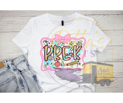 Pink, Aqua Multi Colored Back To School Shirt pre-K~6