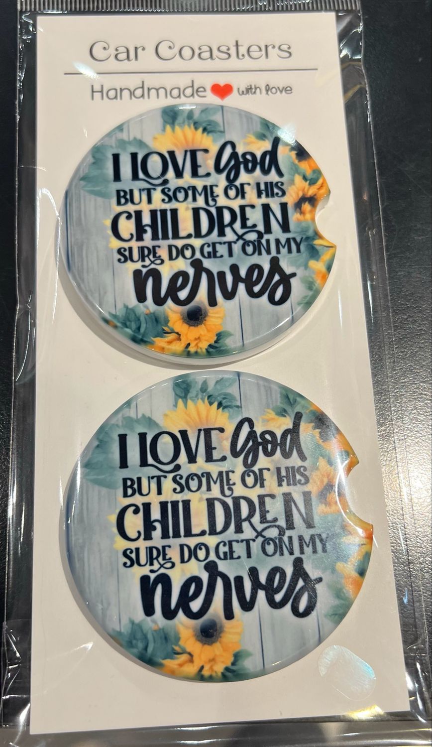 Sunflower Positive Car Coasters Set Of 2