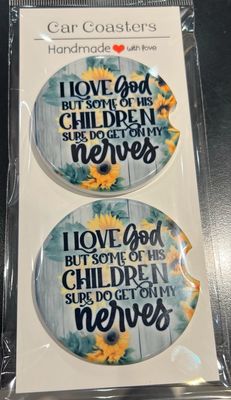 Sunflower Positive Car Coasters Set Of 2