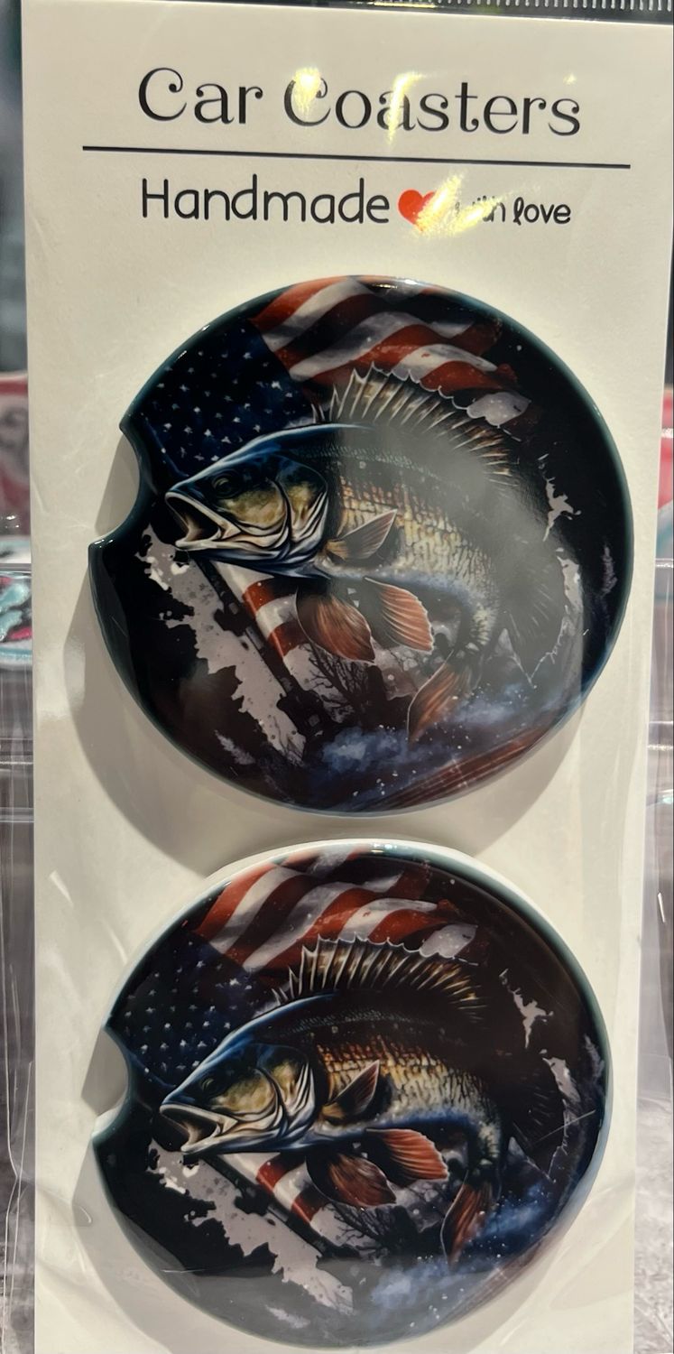 American Fishing Car Coasters Set Of 2