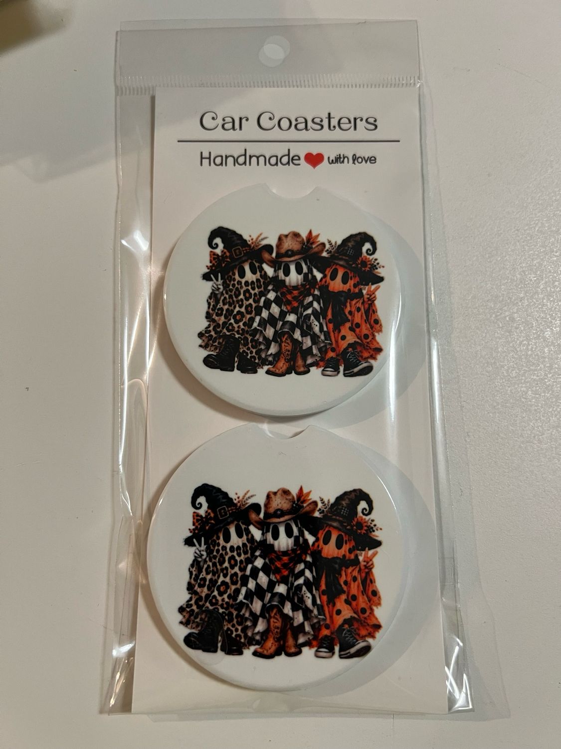 Ghost Halloween Ceramic Car Coasters