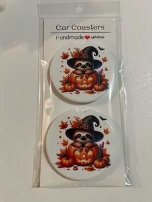 Sloth Halloween Ceramic Car Coasters
