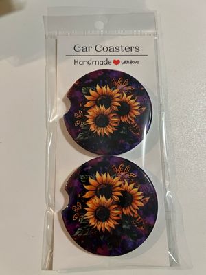 Sunflower Purple Car Coasters
