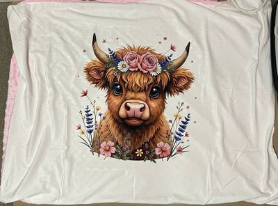 Fall Highland Cow Baby Blanket