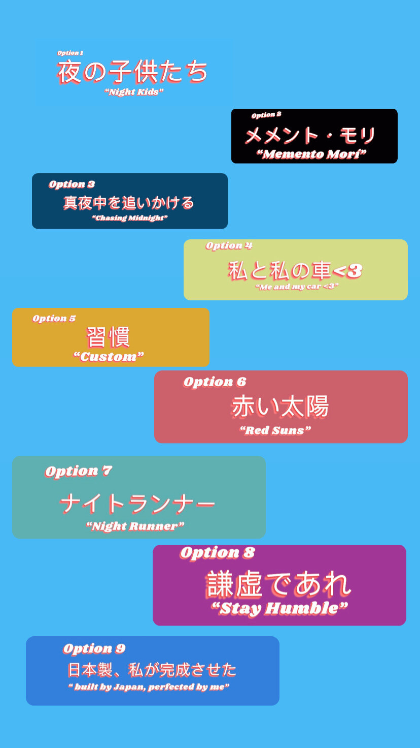Custom Japanese Kanji Decal
