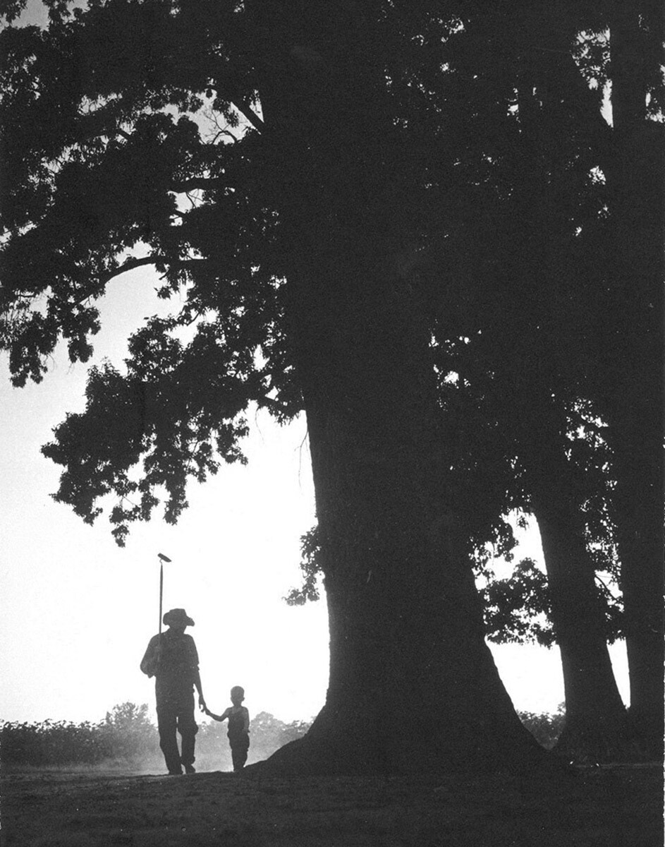 Farmer and Son Going Home