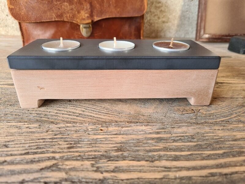 Bougeoir triple bi-matière