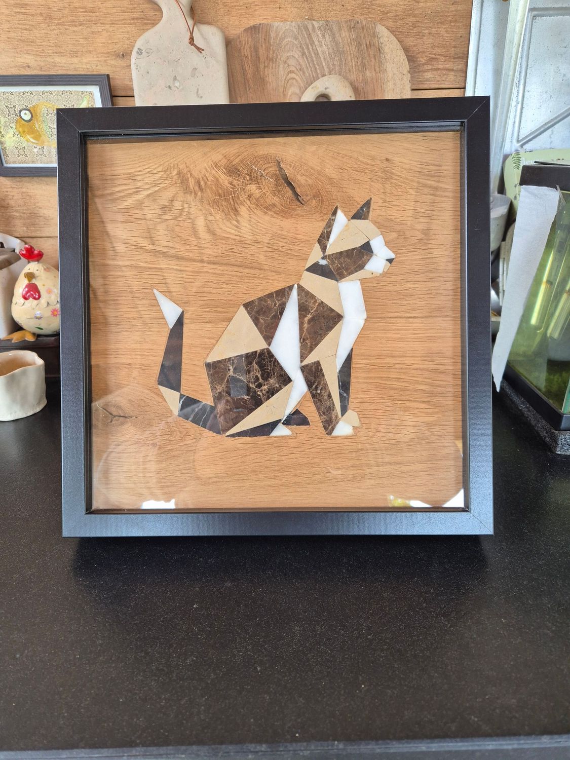 Chatte marqueterie origami marbre Chatte marqueterie origami marbre