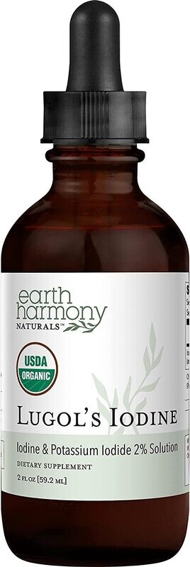 Earth Harmony Naturals USDA Organic Potassium Iodide 250mcg and Lugol&#39;s Iodine 2% Solution 3000 mcg - 1 &amp; 2 Fl Oz
