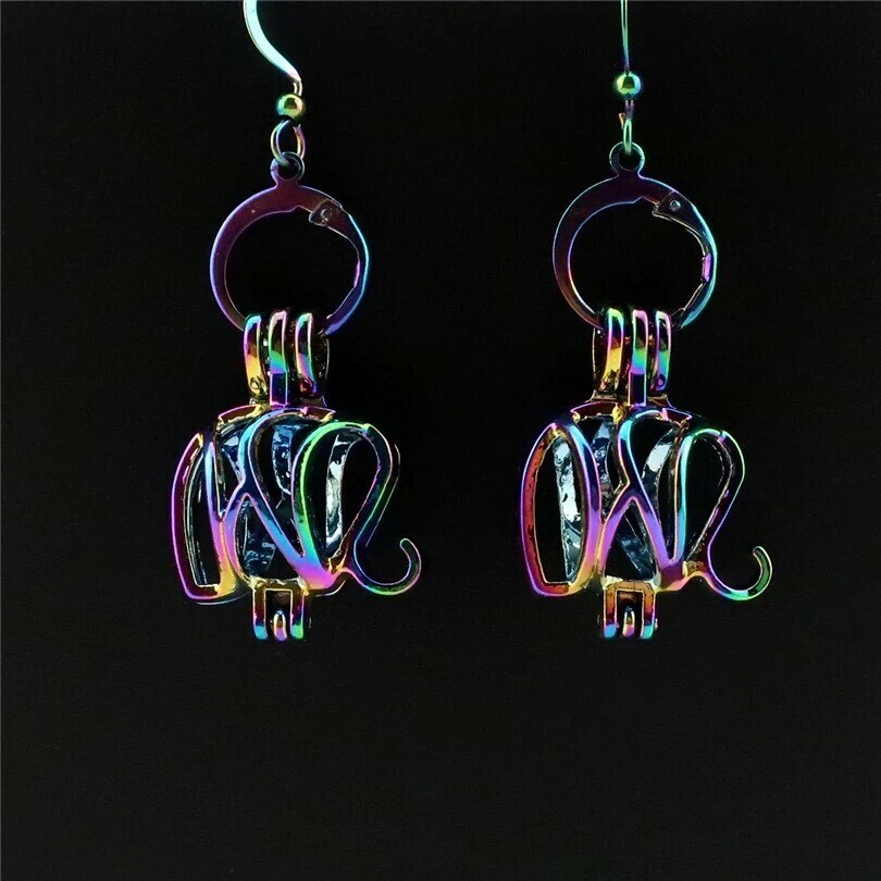 Metalphant Authentic Sea Glass Earrings - RAINBOW RHODIUM PLATED (Domestic Shipping)