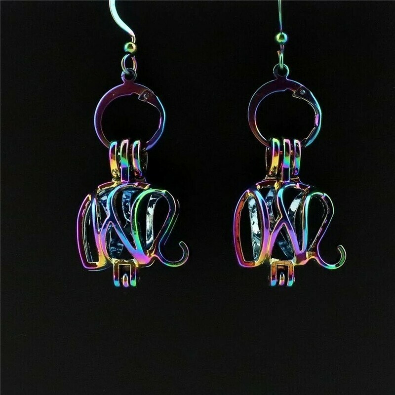 Metalphant Authentic Sea Glass Earrings - RAINBOW RHODIUM PLATED (Domestic Shipping)