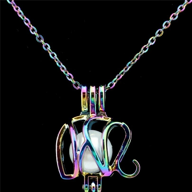 Metalphant Authentic Sea Glass Necklace - RAINBOW RHODIUM PLATED (Domestic Shipping)