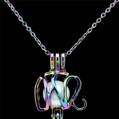 Metalphant Authentic Sea Glass Necklace - RAINBOW RHODIUM PLATED (Domestic Shipping)
