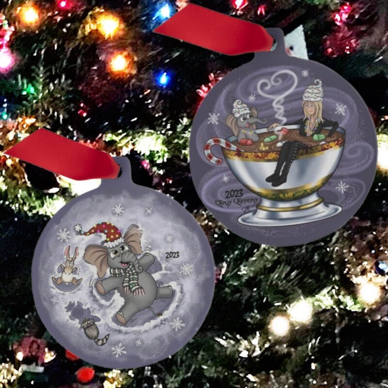 SET OF 2: "I'll Be Hot Tubbin' for Christmas" AND "Angels We Have Made on Snow" Holiday Ornaments 2023 Edition - Signed (Domestic Shipping Only)