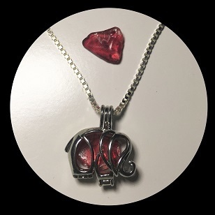 Metalphant Authentic Sea Glass Necklace - RHODIUM PLATED - Candy Apple RED