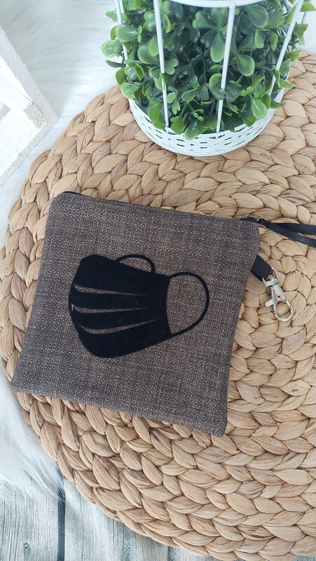 Tasche (Farbe kaffee) für Mund-Nasen-Maske aus Polstercanvas