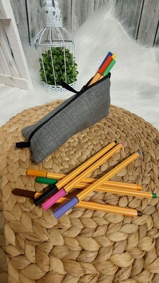Federmäppchen (Farbbeispiel hellgrau) aus Polstercanvas, Stiftetui, Schlampermäppchen, Federmappe in verschiedenen Farben