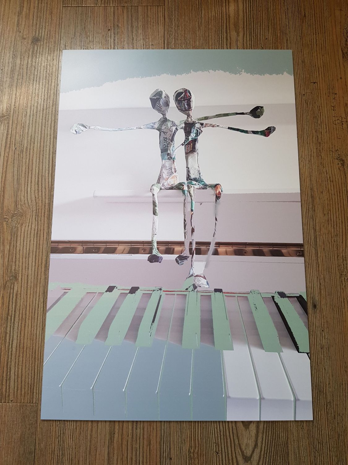 Forex 40 x 60 cm Piano mannetjes