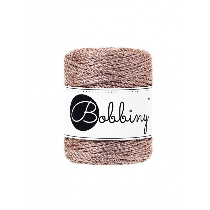 Bobbiny Makramee Garn Metallic 3mm x 50m gezwirnt 3ply, Farbe: Rose Gold