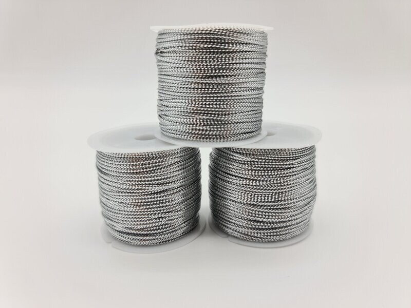 Flachkordel mit Lurex Breite 1,1 mm Weihnachten silber