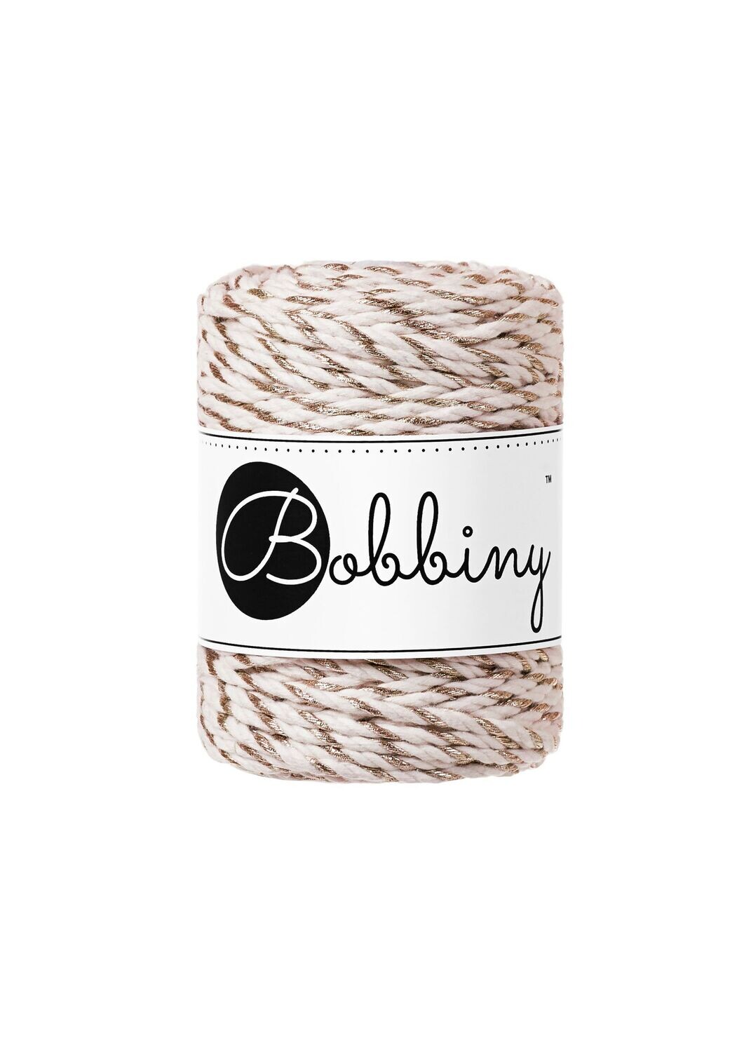 Bobbiny Makramee Garn Twist 3mm x 50m gezwirnt 3ply, Farbe: Champagne