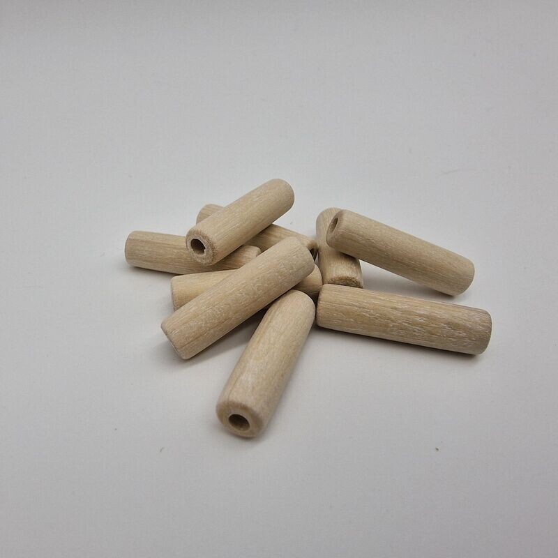 Fädelperle zylinderform, 25 mm lang, Hainbuche 100 Stück