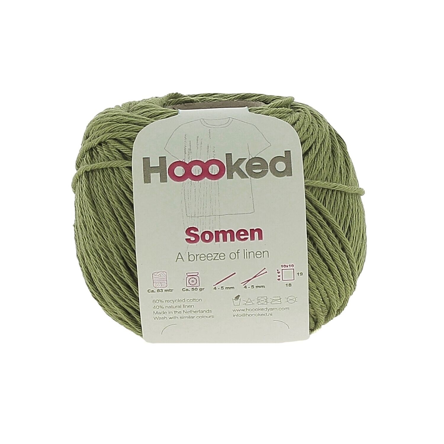 Hoooked Somen – Baumwoll-Leinen-Garn 50g, Farbe: Avocado