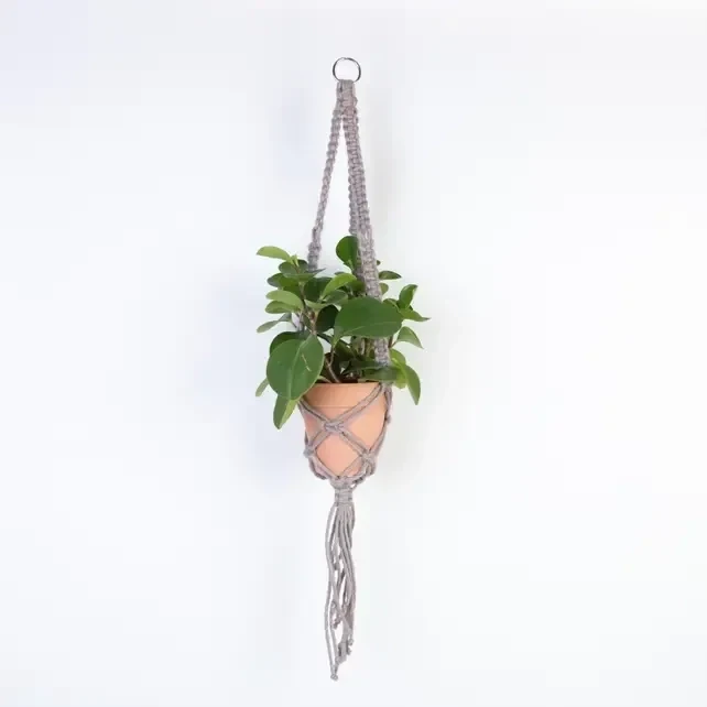 Hoooked DIY Set Macrame Hanging Basket Jute Cinnamon Taupe