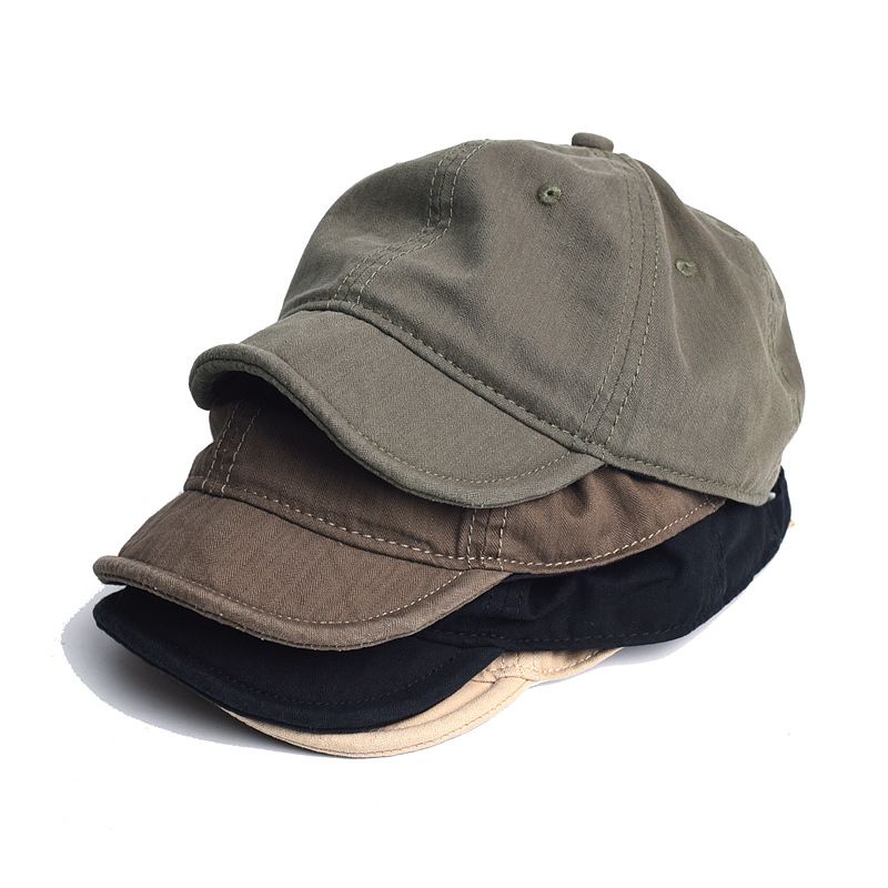 American Retro Short Brim Peaked Cap Ameikaji Soft Brim Baseball Cap Washed Old Soft Top Workwear Hat Fashion