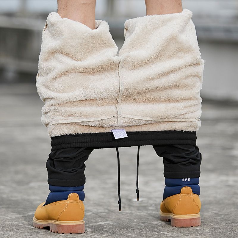 Winter Fleece-lined Rush Pants Men&#39;s Outdoor Windproof Waterproof Thickened Warm Sports Soft Shell Mountaineering Pants